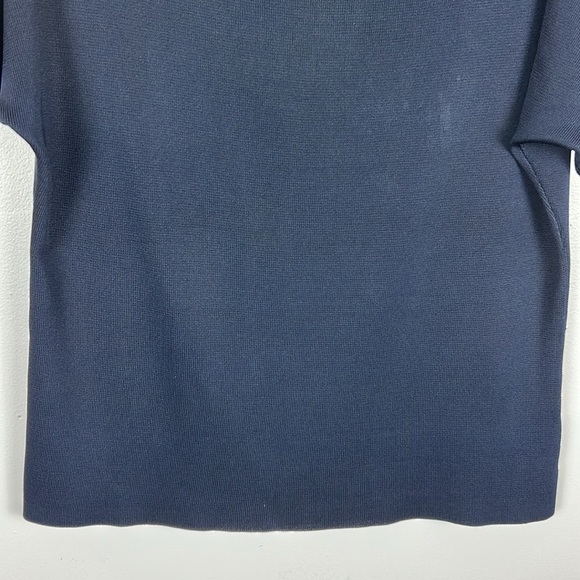 Dana Buchman Classic Silk Short Sleeve Scoop Neck Top XL Navy Blue Monochrome - Picture 4 of 10